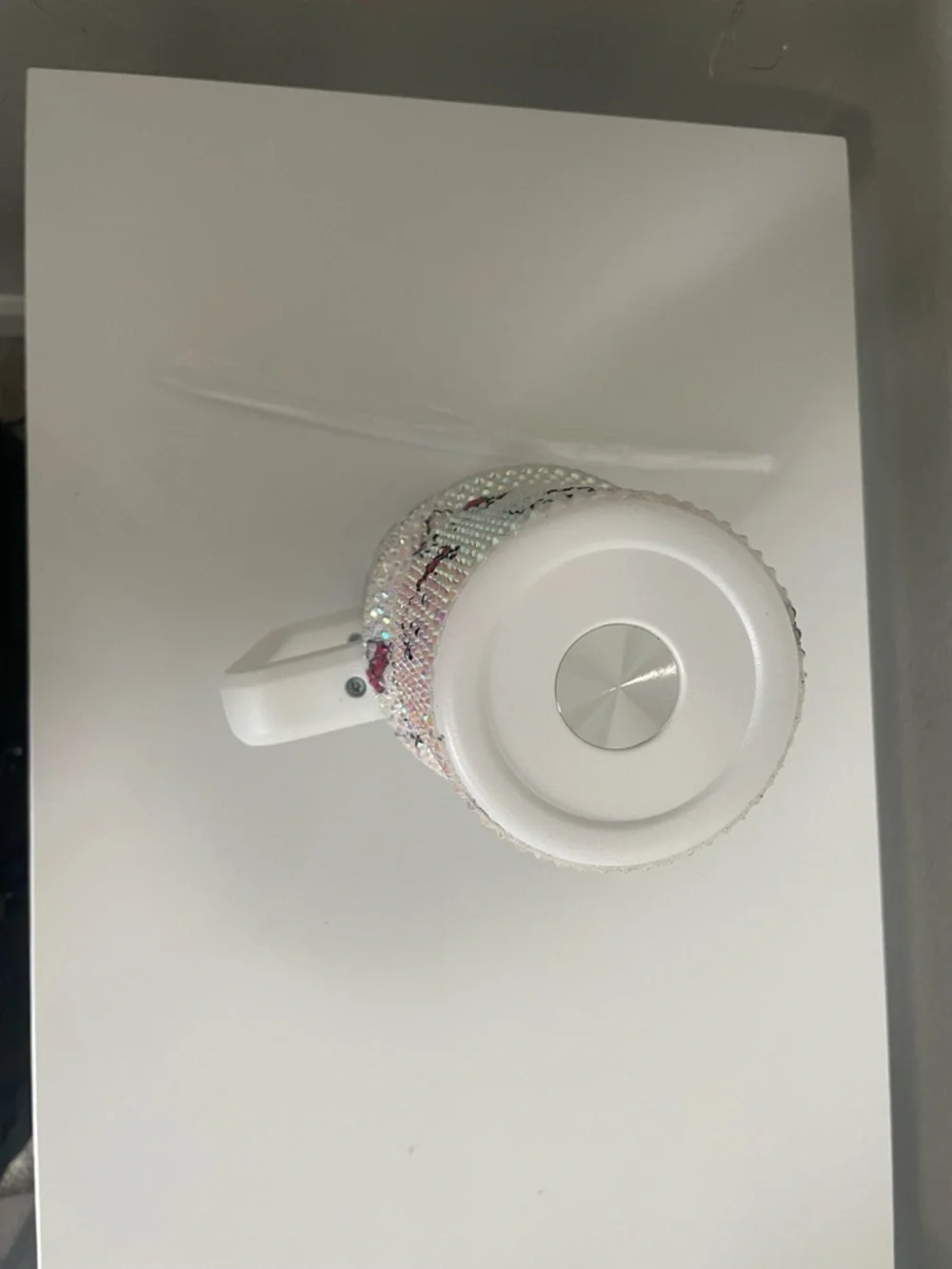 White Hello Kitty HK Rhinestone Travel Tumbler with Handle and Straw - Picture 3 of 3